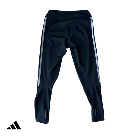 WOMEN'S ADIDAS RUNNING CLIMALITE 7/8 LEGGINGS SIZE  XS BLACK AND WHITE 3-STRIPES - Picture 2 of 16